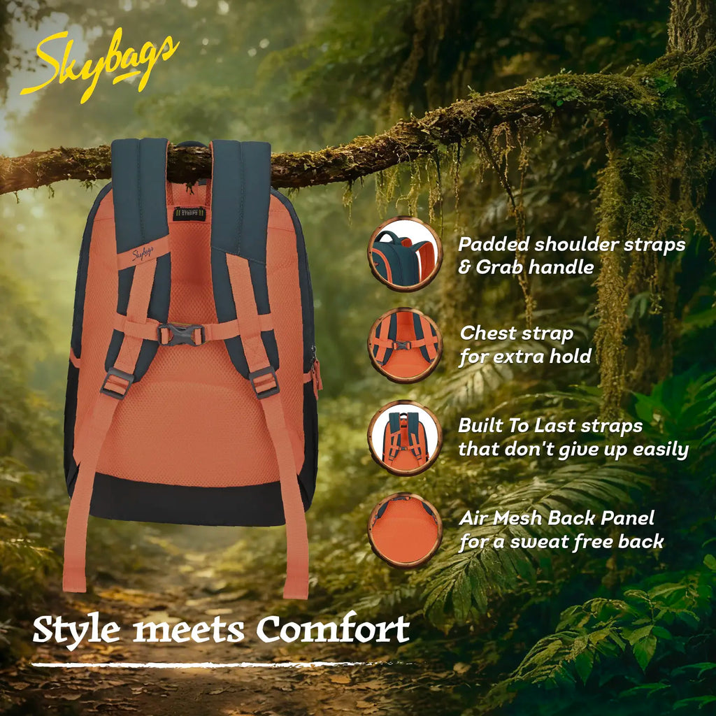 Skybags Klan V3 Adventure School Backpack 37L – Dark Green