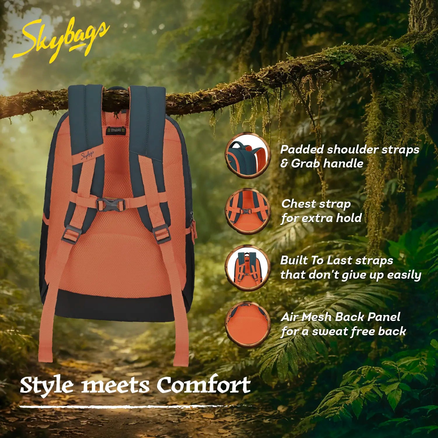 Skybags Klan V3 Adventure School Backpack 37L – Dark Green