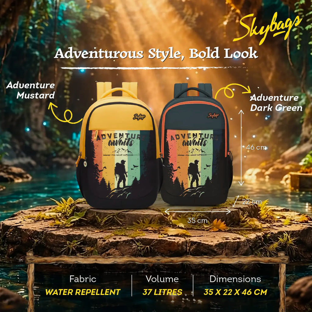 Skybags Klan V3 Adventure School Backpack 37L – Mustard Yellow