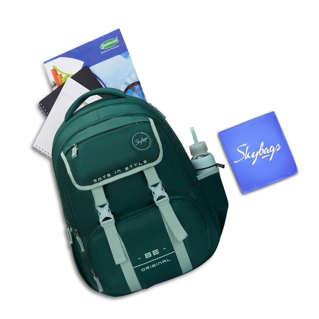 Skybags Sizzler Pro School Backpack 39L – Jungle Green