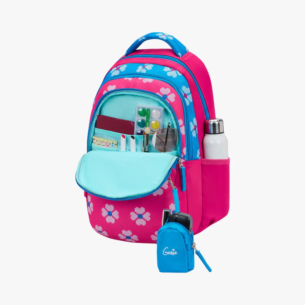 Genie Crimson School Backpack 27L – Blue & Pink