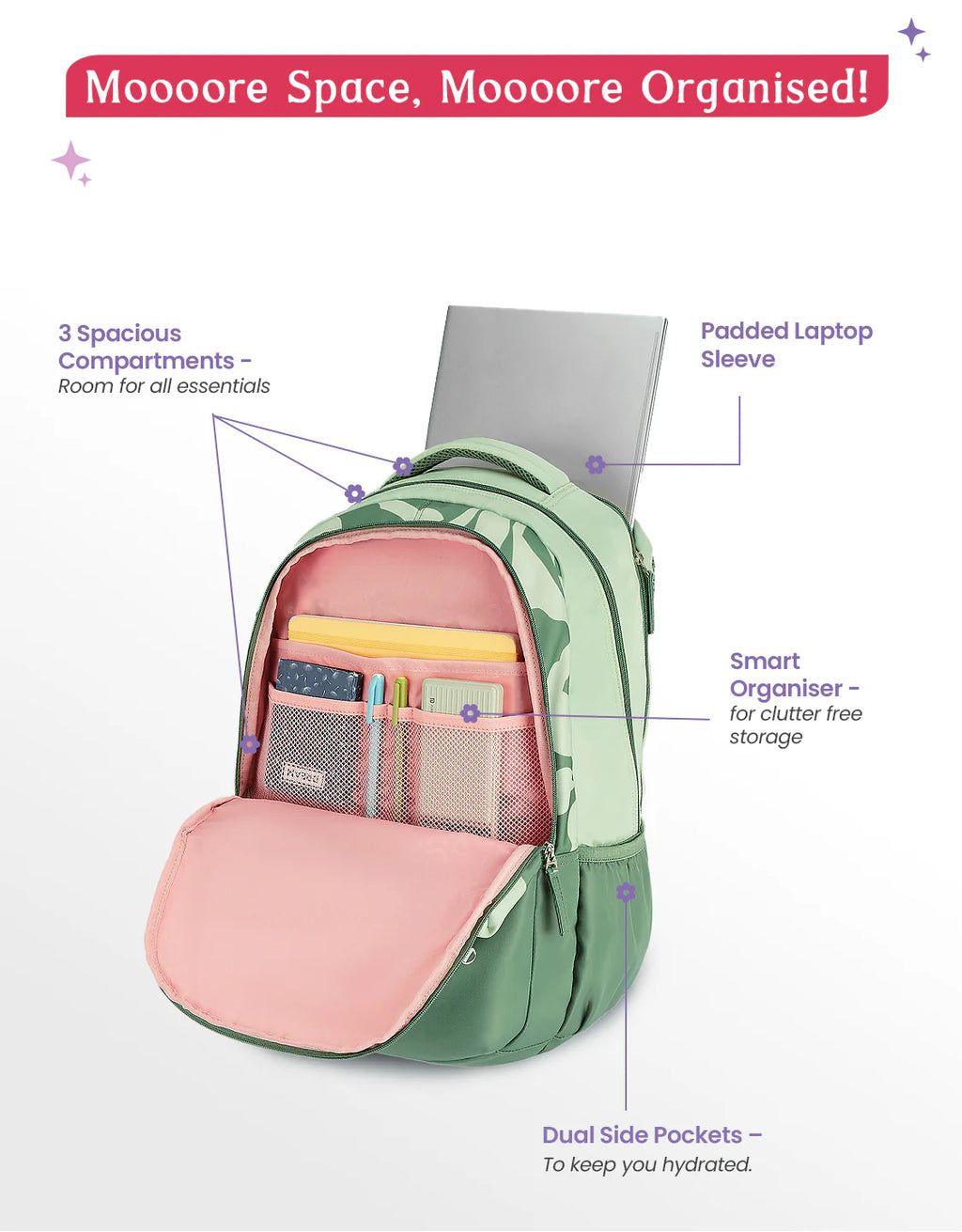 Genie Alba School Backpack 40L – Green