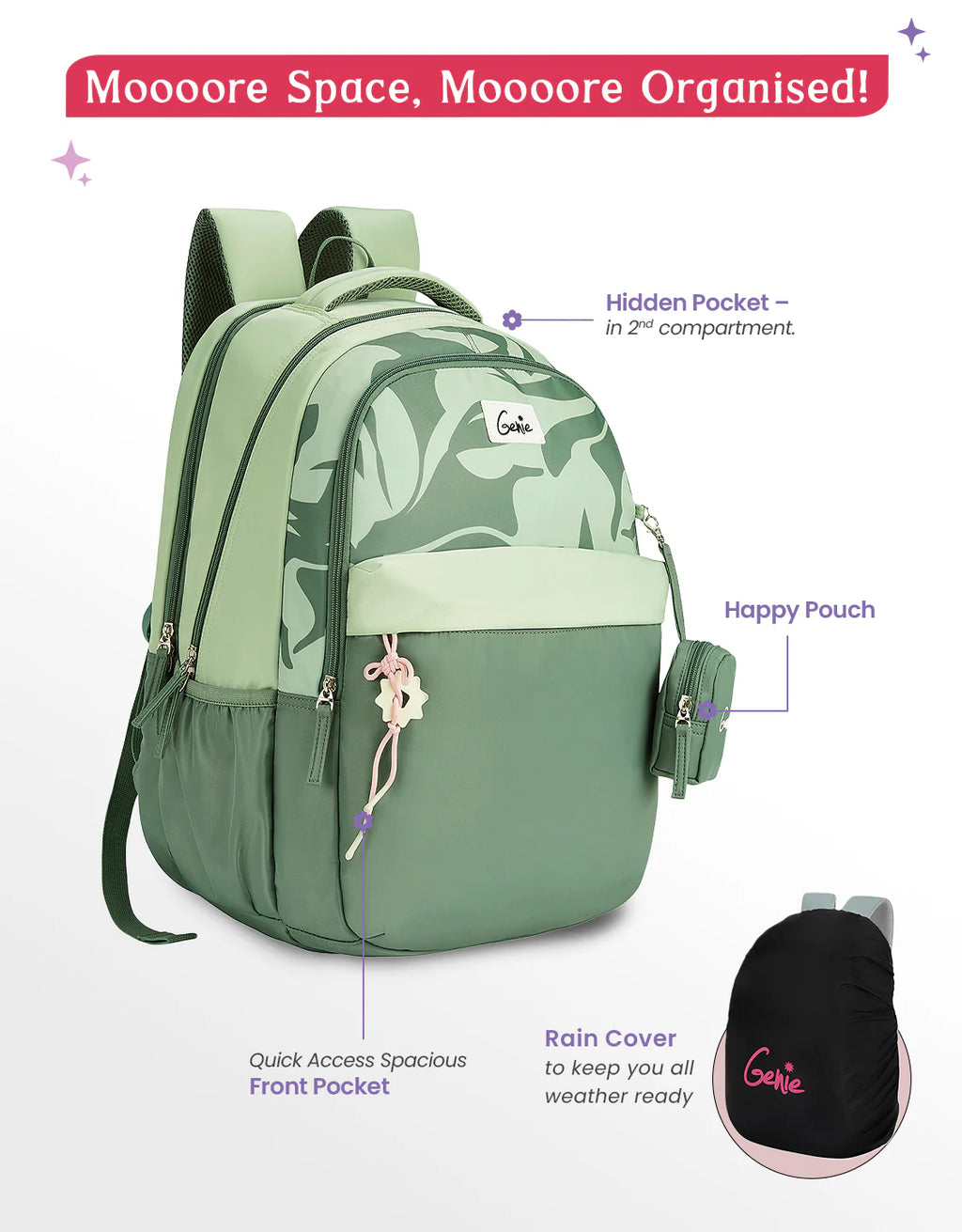 Genie Alba School Backpack 40L – Green