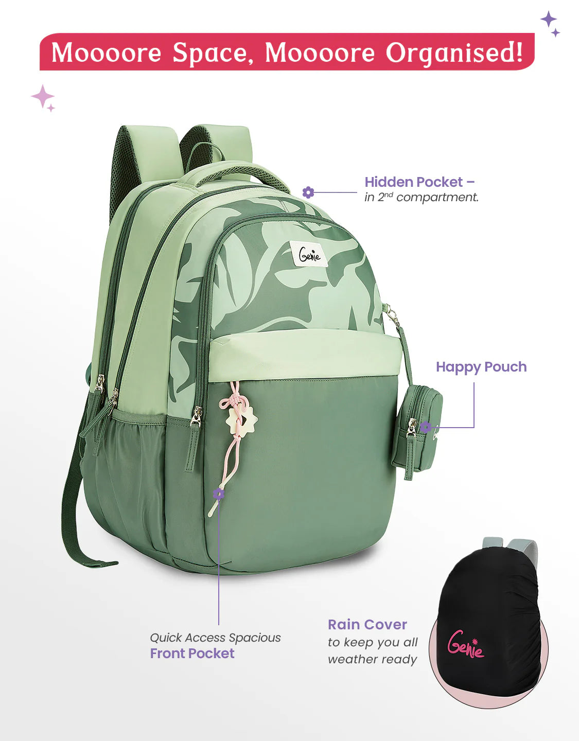 Genie Alba School Backpack 40L – Green