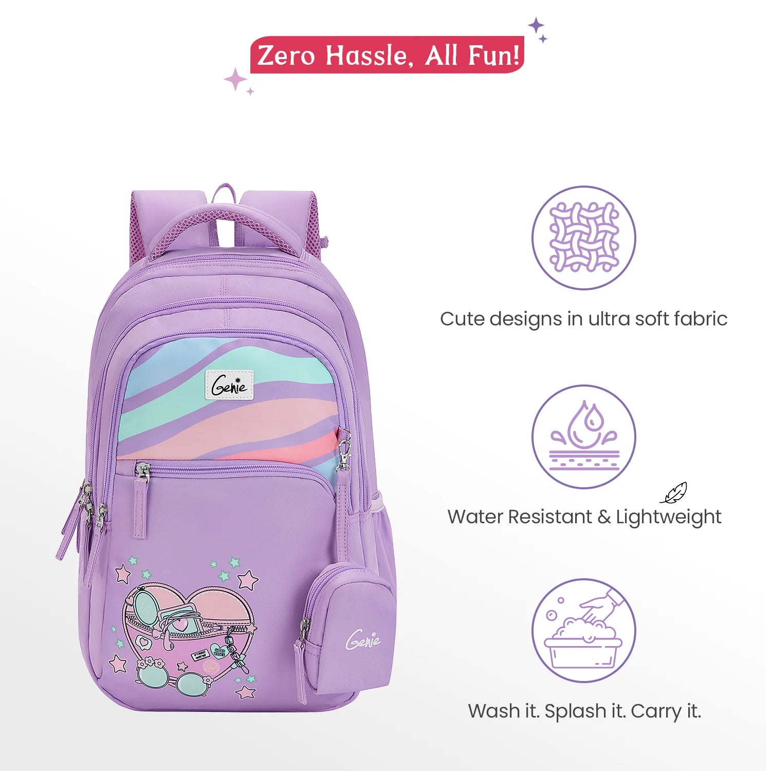 Genie Starlight School Backpack 27L – Purple