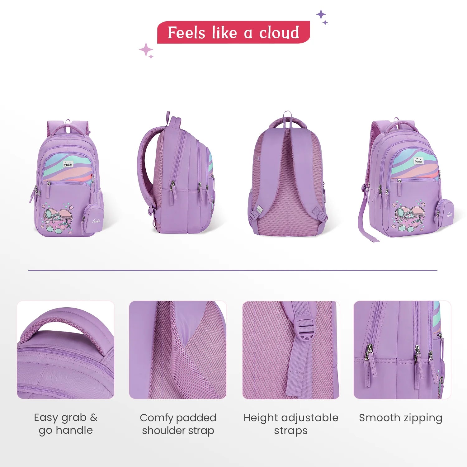 Genie Starlight School Backpack 27L – Purple
