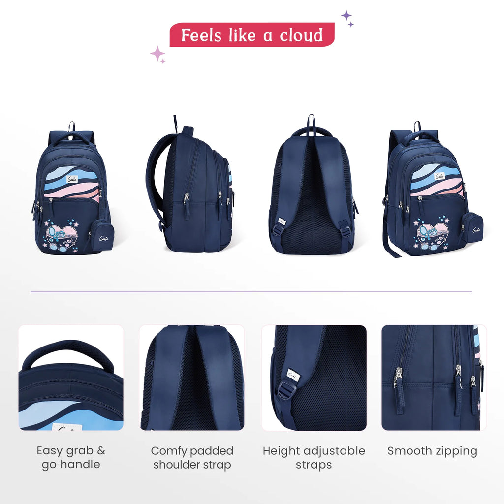 Genie Starlight School Backpack 27L – Navy Blue