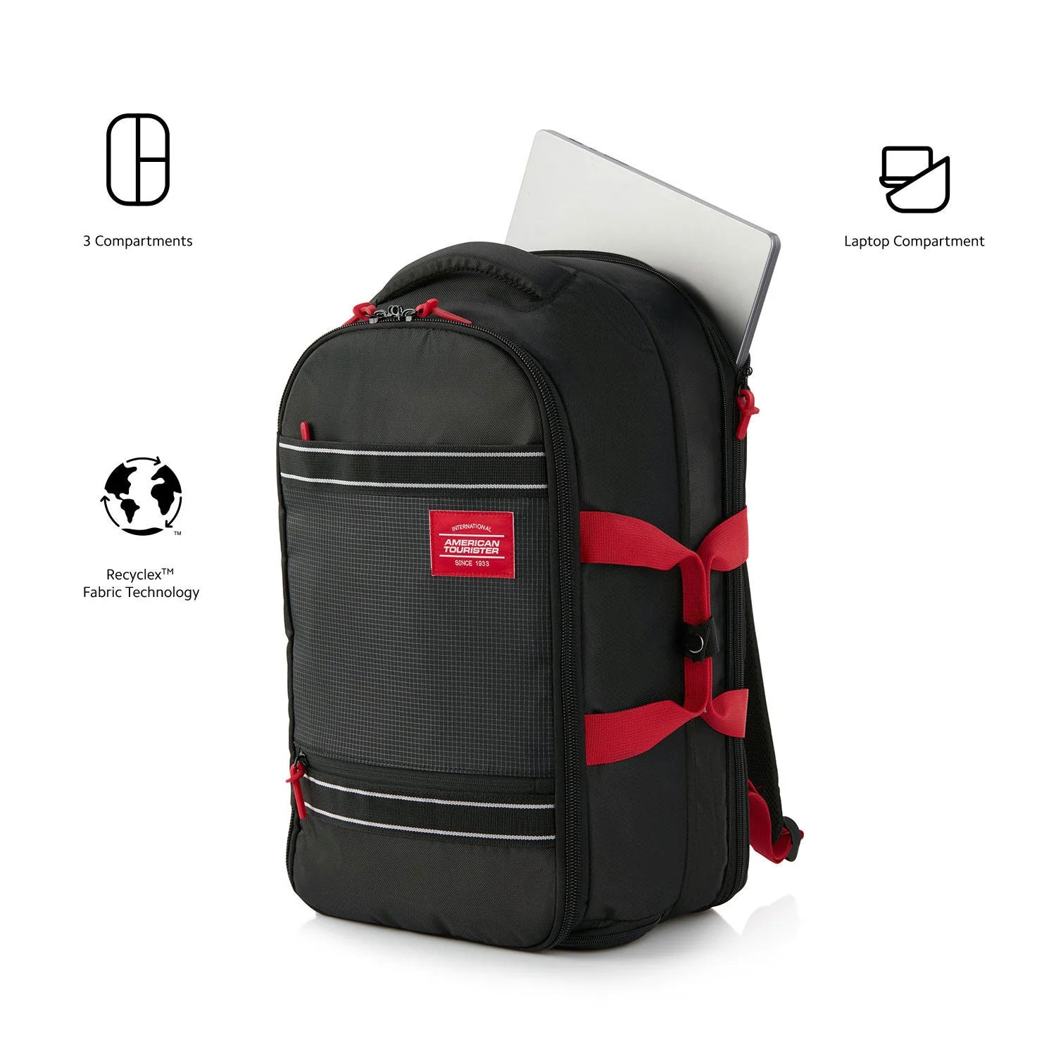 American Tourister ASTON Backpack – Black Checks (40L)