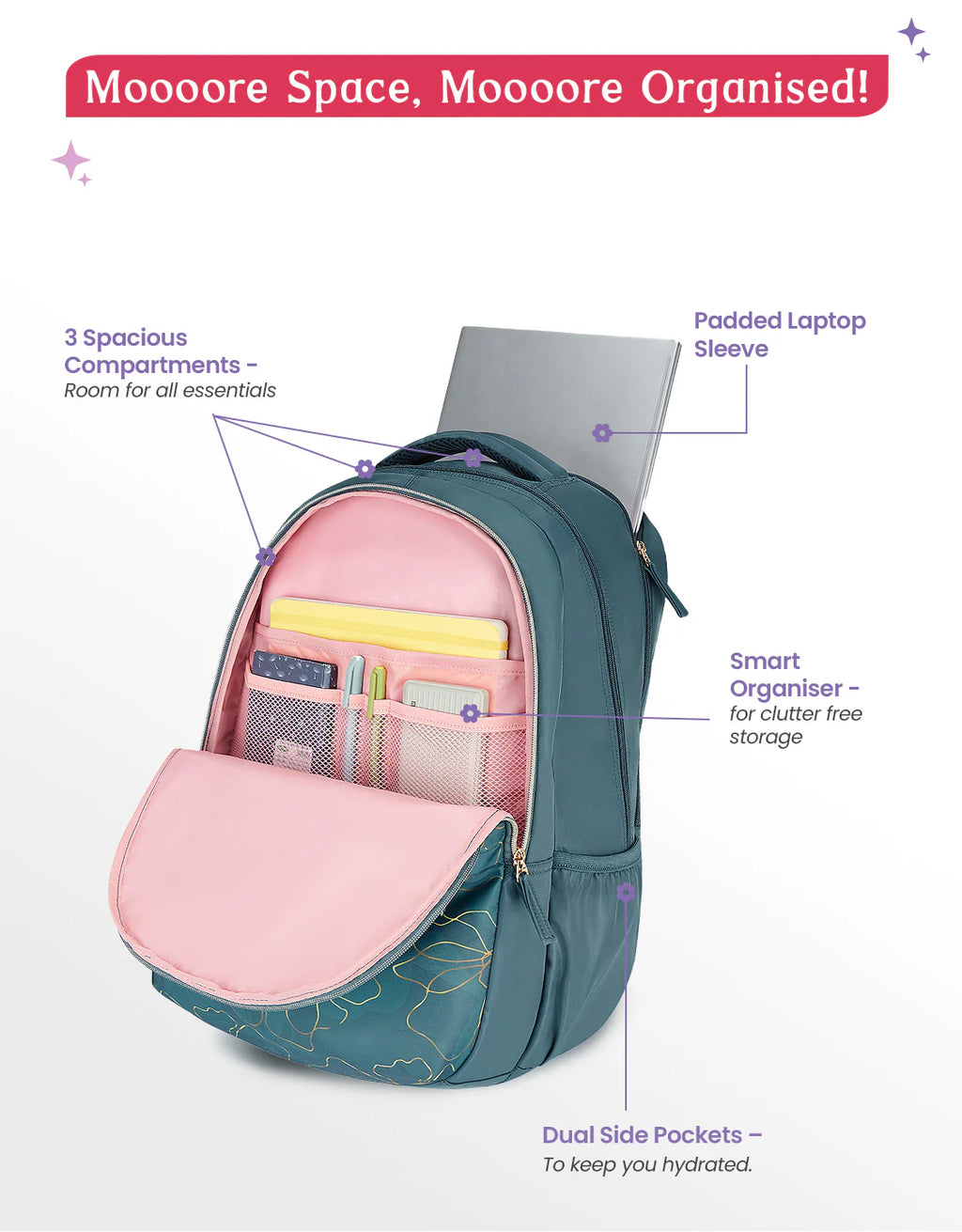 Genie Marilit School Backpack 40L – Dark Green