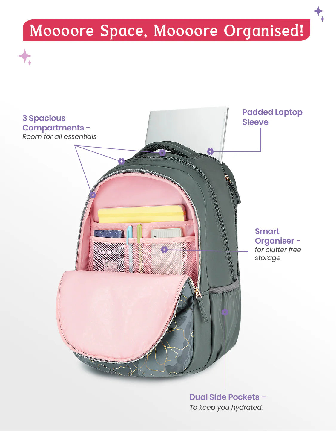Genie Marilit School Backpack 40L – Grey