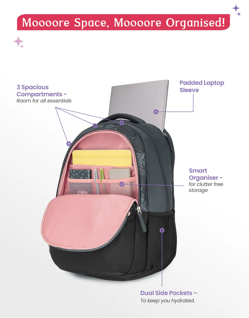 Genie Nora School Backpack 40L – Black