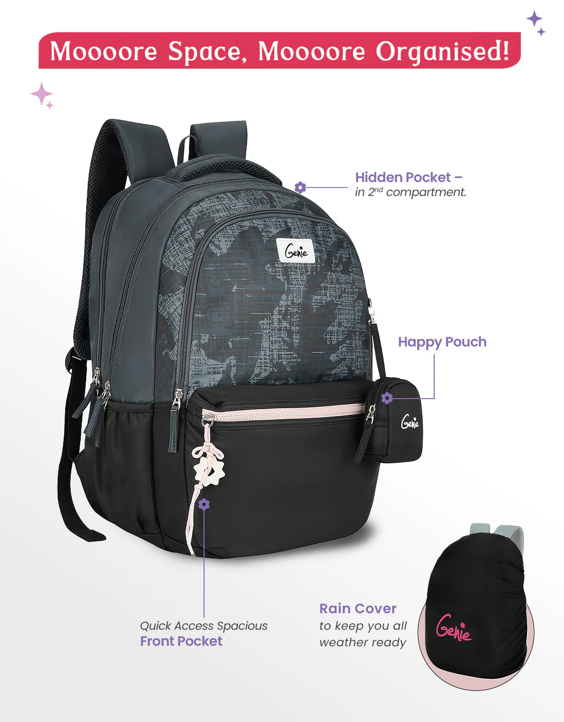 Genie Nora School Backpack 40L – Black