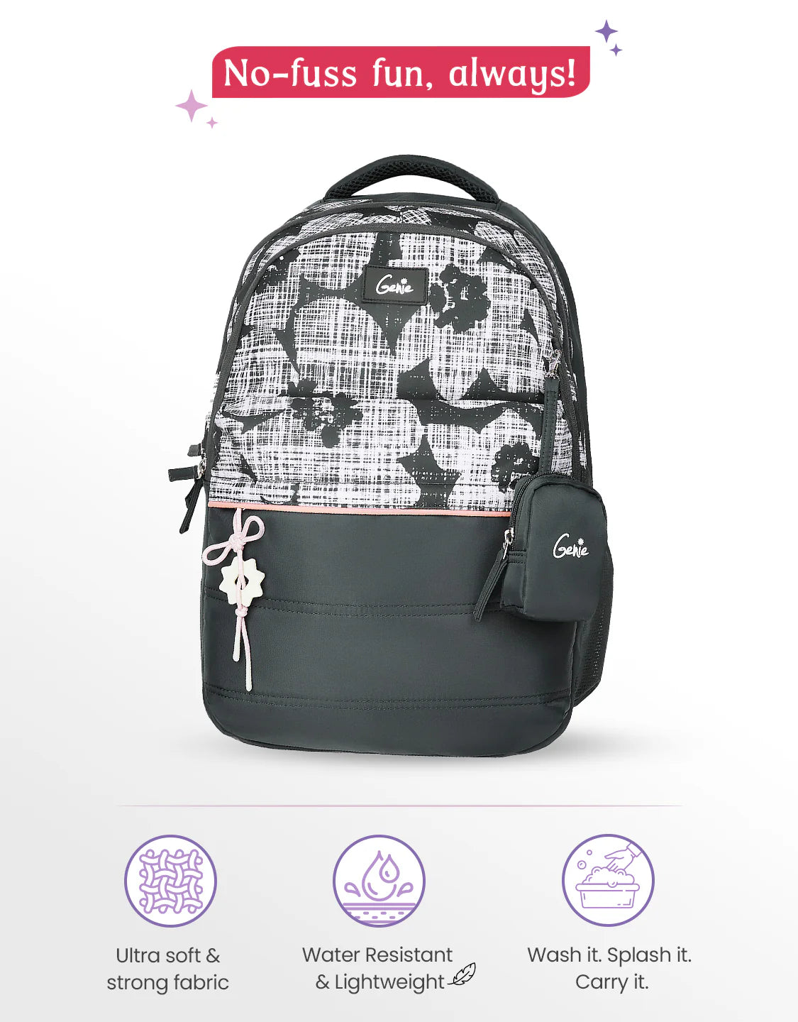 Genie Quilsy School Backpack 40L – Dark Grey