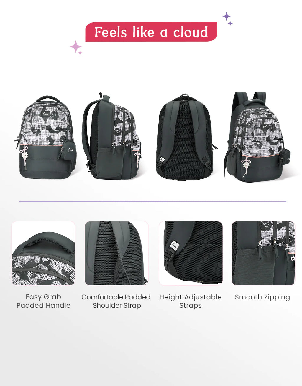 Genie Quilsy School Backpack 40L – Dark Grey