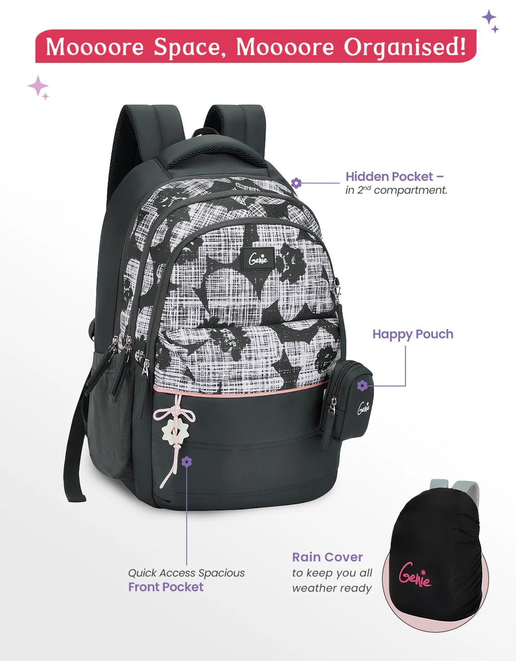 Genie Quilsy School Backpack 40L – Dark Grey